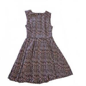 Eva Longoria Women's Sleeveless Printed Dress Size S Navy Blue Orange